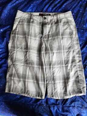 Tony Hawk Beige and Gray Plaid Shorts